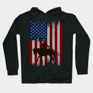 cowboy american flag vintage usa  cowboy Rodeo Roping Horse Riding Hoodie